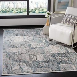 Safavieh Tapis Contemporain pour Salon, Salle à Manger, Chambre à Coucher - Collection Shivan - Poils Courts - Gris et Bleu - 160 x 229 cm