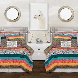Lush Decor Boho Stripe, Turquoise & Tangerine, Twin XL