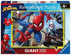 Ravensburger - Puzzle Spiderman, Collection Giant Sol - Idée Cadeau pour Enfants 4 Ans - Jeu éducatif et Stimulant - 60 pièces géantes - 70 x 50 cm