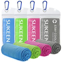 Sukeen 4 stuks koelhanddoek (40 x 12 inch), ijshanddoek, zachte ademende koude handdoek, microvezel handdoek voor yoga, sport, hardlopen, sportschool, training, kamperen, fitness, training en meer