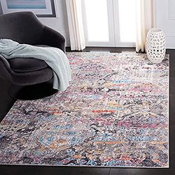 SAFAVIEH Tapis Traditionnel Pour Salon, Salle à manger, Chambre à coucher - Bristol Collection, Tapis à poil court, Gris et Bleu, 183 X 274 cm