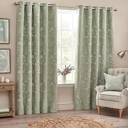 Wylder Nature Sophia Eyelet Curtain,Sage,168 x 137cm