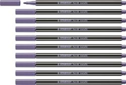STABILO Metallic Premium Felt Tip Pen Pen 68 metallic - Pack of 10 - metallic violet