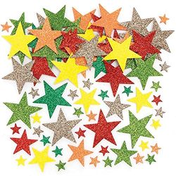 Baker Ross FE605 Adesivi a forma di Stella di Schiuma per l'Autunno - Confezione da 198, Adesivi per Bambini, ideale per Fare Carte e Scrapbooking