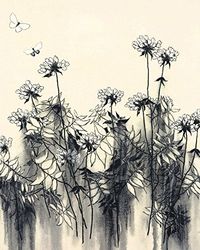 Hans Andkjaer Stampe su Tela con Fiori Bianchi, 40 x 50 cm, Poliestere, Multicolore