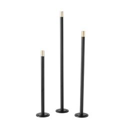 Boltze Mats 2039135 Lot de 3 bougeoirs en Fer Fait Main Design Moderne pour Bougies à Tige et bougeoirs Noir/doré