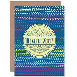 Wee Blue Coo CARD GREETING THANKS THANK YOU GOLD DISK DOTTED THEME GIFT