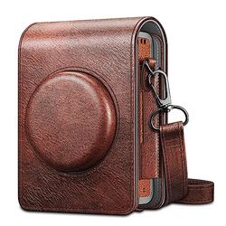 Fintie Funda Protectora para cámara Fujifilm Instax Mini EVO, Funda de Piel Vegana con Correa Ajustable extraíble, marrón Vintage