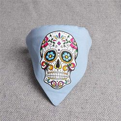 KAEHA SUN-063-B-02 Mascota Triángulo Creativo Ajustable Perro Gato Cachorros Collar Bufanda Pañuelo Paño Saliva Toalla, Impresión del cráneo, Azul