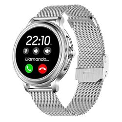 Smartwatch metaal + siliconen Cool Dover grijs (oproepen, gezondheid, sport, extra armband)