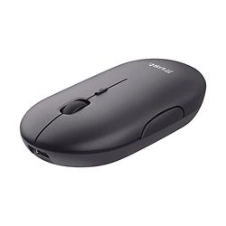 Trust Puck Oplaadbare Draadloze Muis, Bluetooth of 2.4 GHz USB Mini Dongle, Stil, Ultra Dun Ontwerp, DPI-knop, Ergonomisch, Wireless Mouse voor PC/Mac/Laptop/MacBook/iPad - Zwart