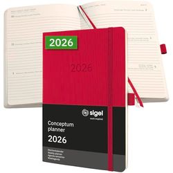 SIGEL C2634 Wochenkalender Conceptum 2026, ca. A5, rot: Agenda Conceptum, Classic, Softcover