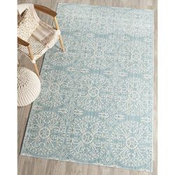 Safavieh Modieus tapijt, VAL214, geweven polyester, 120 x 180 cm, Alpenblauw/crème