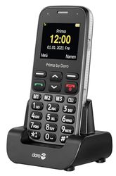 Doro Primo 218 GSM 360034 Mobile Phone with Large Fardisplay, Emergency Button, Torch, Tracking, Includes Table Charging Station, Graphite