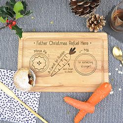 eBuyGB Wooden Snack Tray Father Christmas Refuel Here Xmas Eve Board, Santa Claus Rudolph Reindeer Treat Plate, Wood