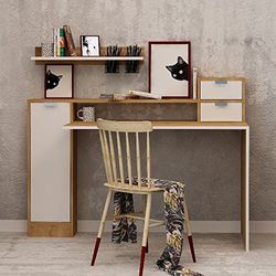 The furniture project by homemania Scrivania & libreria, SCRIVANIA & MENSOLA Lannister, Struttura: rovere sapphire, ante: bianco