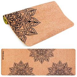 Spokey Savasana Yogamat, 183 x 61 x 0,4 cm, antislip, stabiliserend en veilig, voor yoga, pilates, fitness en gymnastiek, gemaakt van milieuvriendelijk kurk en TPE, 100% biologisch afbreekbaar