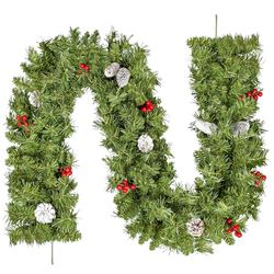 Uten 1.8m/5.9ft Kerst Slinger, met Dennenappels Rode Bessen Garland Decoraties voor Open Haard Trap Deur Kerstboom Decor