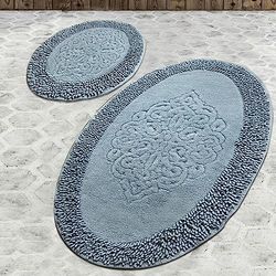 Set de tapis de bain (2 pièces) tons bleus