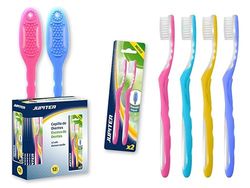 Zarivy Lot de 2 brosses à dents pour adultes, poils doux, manche ergonomique, nettoyage efficace, soins bucco-dentaires quotidiens.