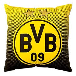 Borussia Dortmund, BVB-kudde med emblem, svart/gul, 40 x 40 cm, 1 st (1-pack)