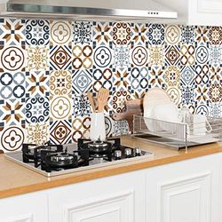 Ambiance Sticker Self-Adhesive Decorative Wall Decal Cement Tile for Bathroom and Kitchen Ninocito - Pack of 24 Stickers of 20 x 20 cm