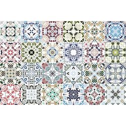 Ambiance Sticker Vinis autocolantes, decoração de parede, autocolantes de azulejos para casa de banho e cozinha, Ornements Anciens, 24 azulejos de vinil de 15 x 15 cm