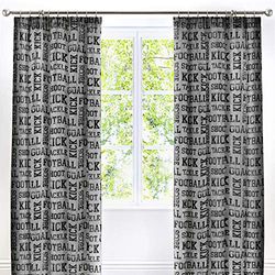 Bedlam - Cortinas plissadas forrada para crianças, design de futebol, 168 x 183 cm, cor cinzento e amarelo