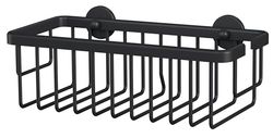 tesa® MOON BLACK Panier de douche - Rangement profond - Convient aux salles de bains modernes - Solution adhésive, sans perçage - Noir mat, 92 mm x 250 mm x 125 mm