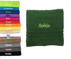 Asciugamano con monogramma personalizzato Asciugamano con monogramma ricamato Lettera Nome Asciugamano personalizzato iniziale Asciugamano in cotone Regalo personalizzato (140 x 70 cm, Verde)