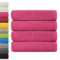 NatureMark Paquete de 4 Toallas de baño de 70 x 140 cm, Rosa, 100% algodón