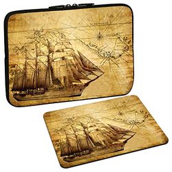 PEDEA Design beschermhoes notebook tas 10,1 inch / 13,3 inch / 15,6 inch / 17,3 inch 17,3 inch + Mauspad Sailing Ship