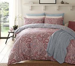 Sleepdown Paisley Purple conjunto de edredão e fronhas de almofada com estampado de caxemira. Impressão digital, cor cinzenta, algodão poliéster, roxo, solto