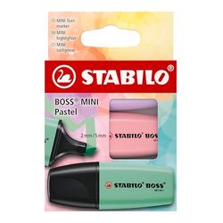 STABILO BOSS MINI Pastel - Highlighter - Pack of 3 - Hint of Mint, Pink Blush, Lilac Haze