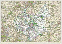 Historic Leicestershire County Map-2A recubierto de plástico (119 cm x 168 cm)