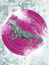 Komar - Quadro da Parete Iguana Circle, per Soggiorno, Camera da Letto, Decorazione, Stampa Artistica, Disponibile in 3 Misure, Schwarz, Weiß, Rot, P077C-30x40