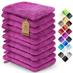 NatureMark Pack of 10 Terry Cloth Wash Mitts 100% Cotton Pink 15 x 21 cm