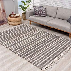 Carpet City Tapijt hoogpolig shaggy in grijs/crème modern super zacht met patroon woonkamer afmeting 160/230 cm, 160 cm x 230 cm