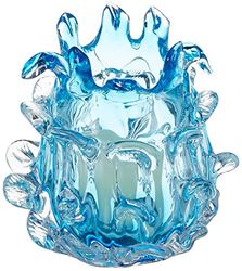 OK Lighting Aqua Blue Glass Candleholder