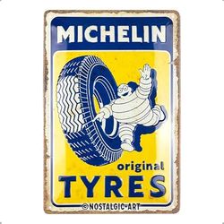 Nostalgic-Art Plaque rétro, 20 x 30 cm, Michelin – Original Tyres – Idée de cadeau pour fans de moteur, en métal, design vintage