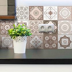 Ambiance Sticker Self-Adhesive Decorative Wall Decal Cement Tile for Bathroom and Kitchen Ezeiza - Pack of 9 Stickers of 20 x 20 cm