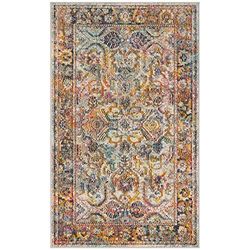 Safavieh Tapete boémio retangular tecido para interiores, coleção de cristal, CRS504, em azul claro/laranja, 91 x 152 cm, para sala de estar, quarto ou qualquer espaço interior
