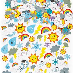 Baker Ross Lot de 96 Autocollants Météo en Mousse - Idéal pour la création de carte météo EV3082