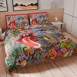 PETTI Artigiani Italiani - Juego de Funda nórdica de Matrimonio Maxi 260 x 220 cm (2 Fundas de Almohada 75 x 50 cm Incluidas), Juego de Funda nórdica de Microfibra con impresión Digital de murales