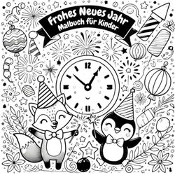 Frohes Neues Jahr Malbuch für Kinder