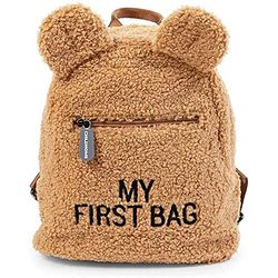 CHILDHOME, Sac À Dos Enfant Bébé, Ecole, Maternelle, Crèche, Deux Compartiments, Contenance Adaptée Lunchbag/Bouteille, Boucle De Sécurité Amovible, Déperlant, My First Bag, teddy beige