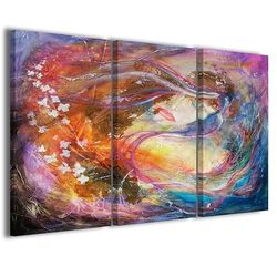 Stampe su Tela Cuadro abstracto exclusivo 049 cuadros modernos 120 x 90 cm en 3 paneles ya enmarcados
