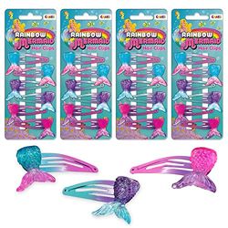 CRAZE Mermaid Hair Clips Megaset 24 Haarspangen Meerjungfrau Haarklammern Haarschmuck für Kinder, 29640, Multicolore, Barrettes SIRÈNE Pack de 4