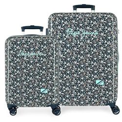 Pepe Jeans Alenka Resväska Set Blå 55/68 cm Hårt ABS Stängning TSA 104L 6,64 kg 4 Dubbla Hjul Bagage Hand av Joumma Bags, Blå, Bagageset