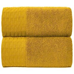 GC GAVENO CAVAILIA Bath 100% Cotton 600 GSM, Ultra Soft Feel and Extra Absorbent, Large Thick Luxury Towel, Pack of 2, Egyptian, Ochre, 70 X 120 Cm